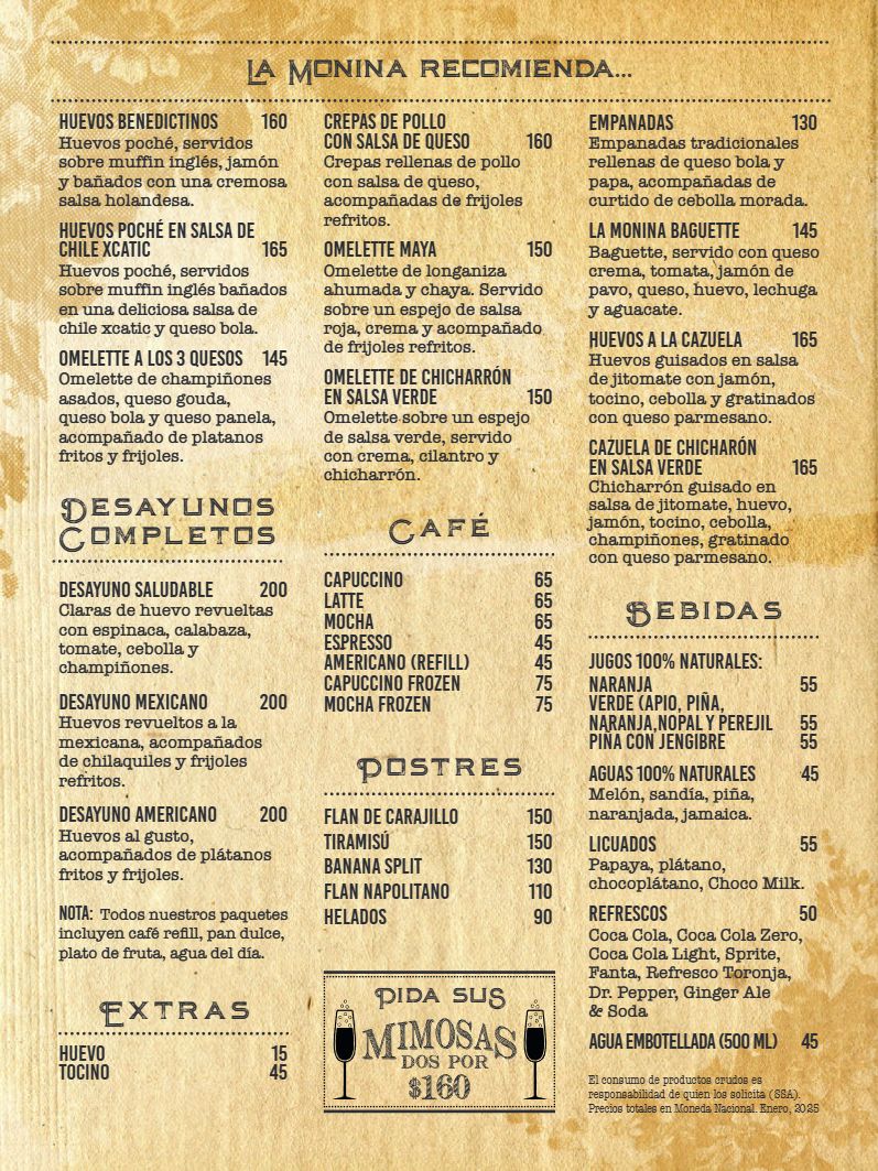 Menú de desayunos en español, página 2